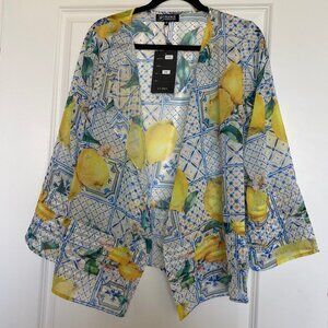 Orange Fashion Village Sheer 100% Polyester Jacket with Lemons